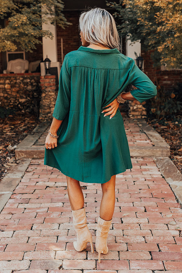 Always On Time Babydoll Tunic Dress In Green