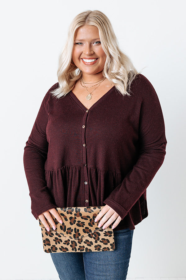 Patio Date Babydoll Top In Windsor Wine Curves