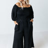 Moon Phase Smocked Jumpsuit In Black Curves Image - 1