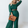 Moon Phase Smocked Jumpsuit In Hunter Green Curves Image - 1