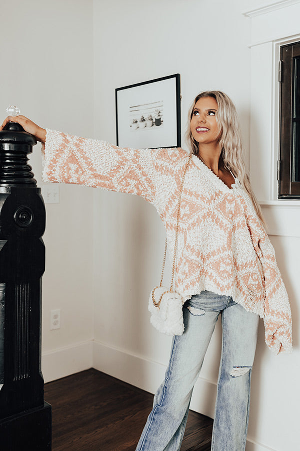 Happy By The Fire Popcorn Knit Sweater In Pink Image - 1