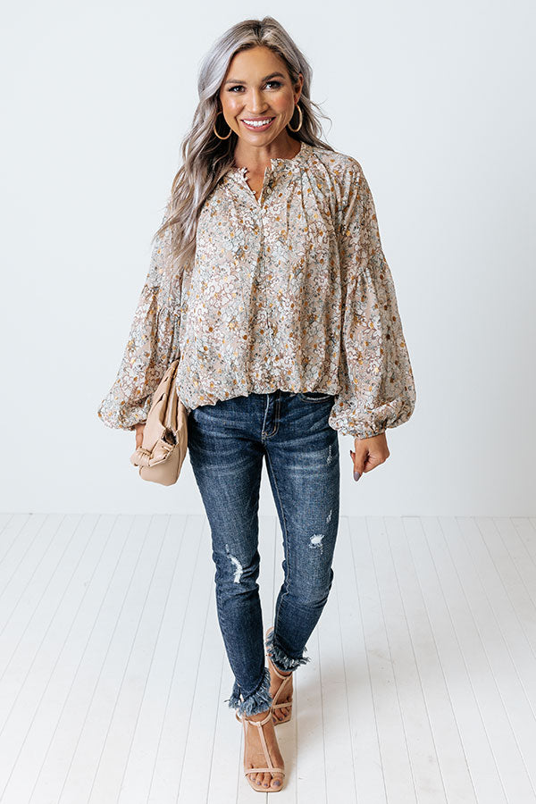 Never Stray Floral Top In Birch Image - 1