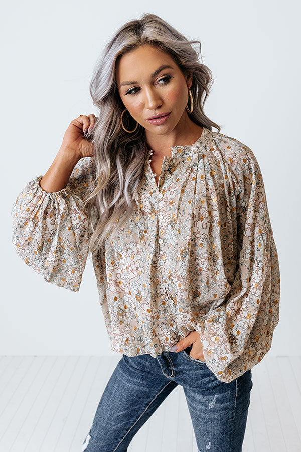 Never Stray Floral Top In Birch Image - 2