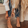 The Seville Faux Leather Lace Up Heel In Iced Latte Image - 1