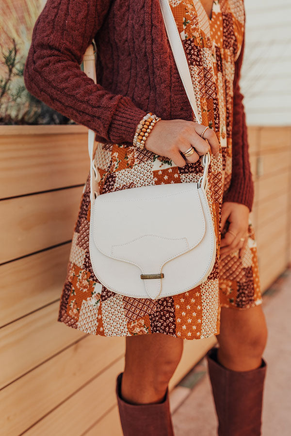 Stating Facts Faux Leather Crossbody In Ivory