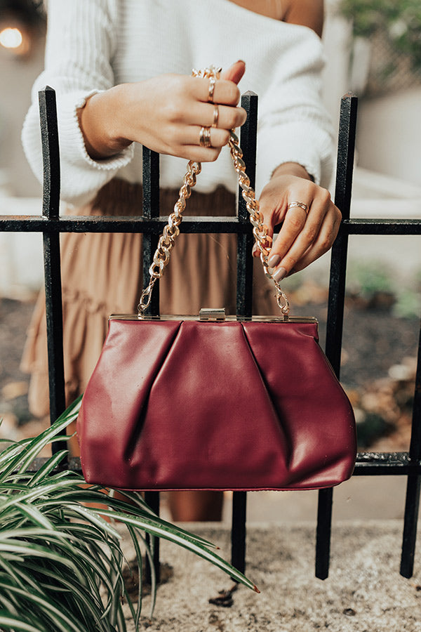 Serving Up Sass Faux Leather Clutch In Windsor Wine