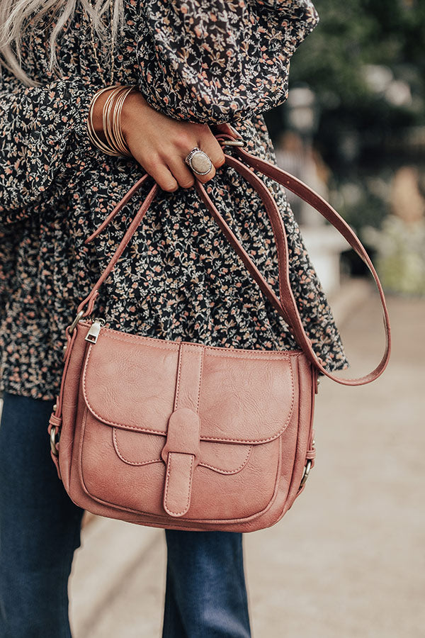 Put You First Faux Leather Crossbody In Dark Blush