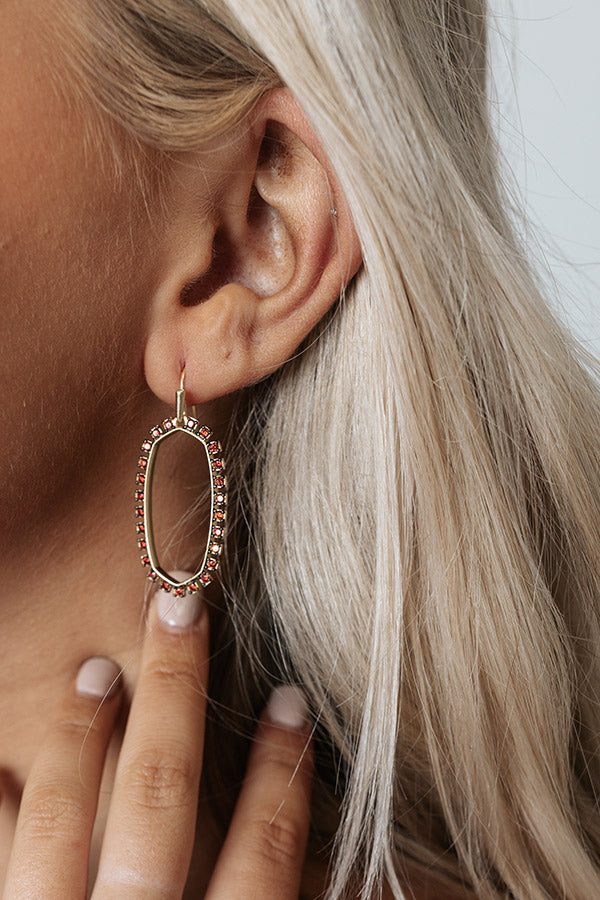 Kendra Scott Elle Gold Open Frame Earrings in Burgundy Crystal Image - 2