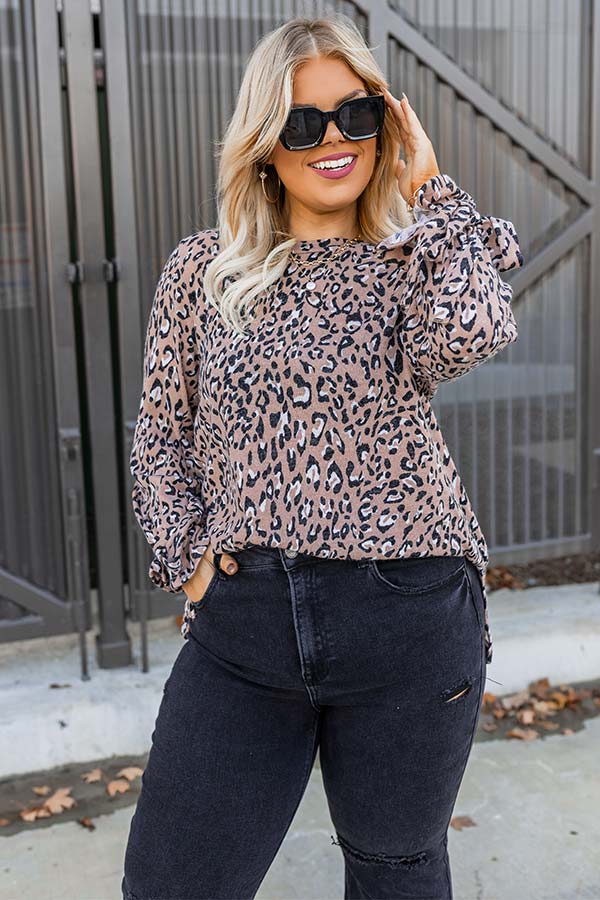 Expert Kindness Leopard Shift Top In Iced Latte Curves