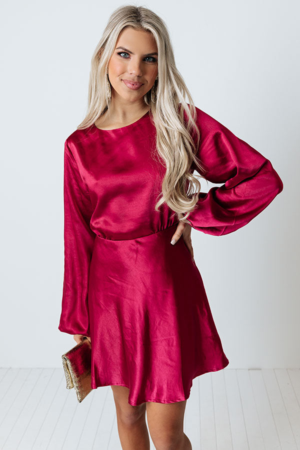 Honor Your Love Satin Dress In Wine