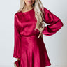 Honor Your Love Satin Dress In Wine Image - 1