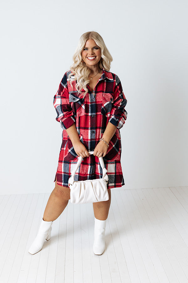 Happy Harvest Plaid Coat In Red Curves