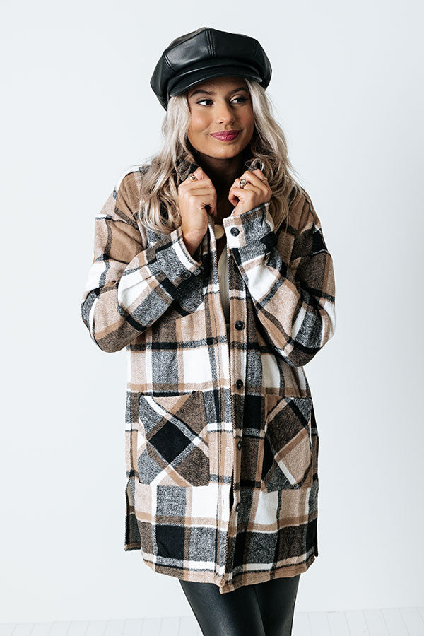 Happy Harvest Plaid Coat In Mocha Image - 3