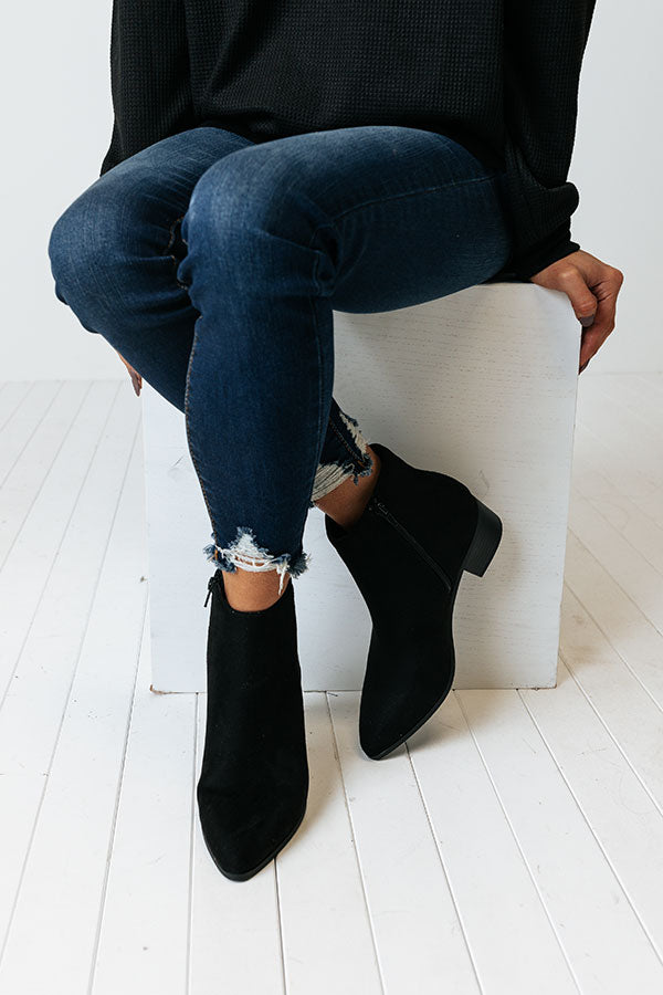 The Olette Faux Suede Bootie In Black Image - 2