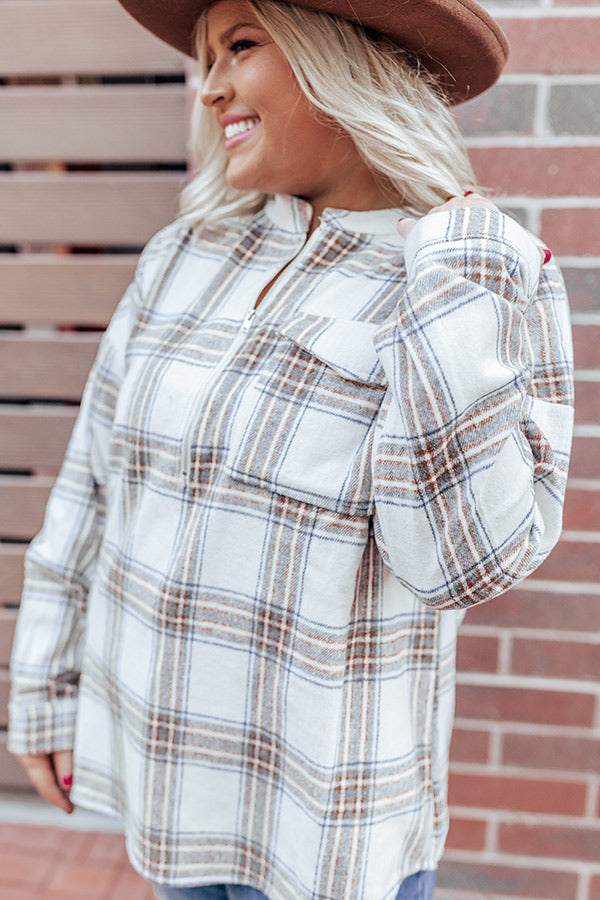 Cue The Cool Down Plaid Pullover Curves Image - 3