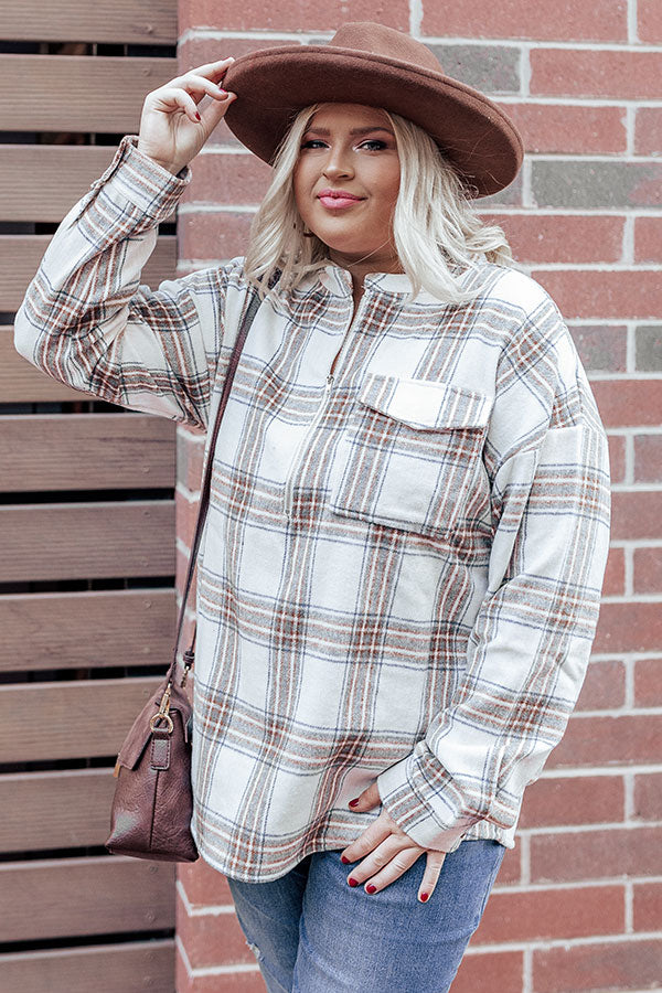 Cue The Cool Down Plaid Pullover Curves Image - 1