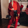 Snow Drop Houndstooth Poncho In Red Image - 1