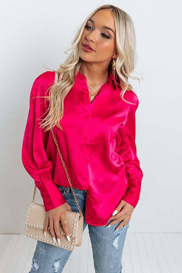 You Had Me At Cocktails Shift Top in Hot Pink