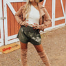 The Parleigh Faux Leather Shorts In Army Green Image - 1