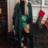 Snow Drop Houndstooth Poncho In Hunter Green Image - 1