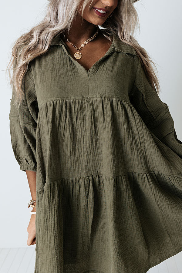 Shape Of My Heart Babydoll Dress In Olive • Impressions Online Boutique