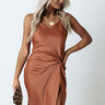 Spin The Bottle Satin Midi In Copper Image - 1
