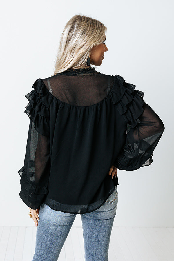 Flowing Champagne Chiffon Shift Top in Black Image - 5