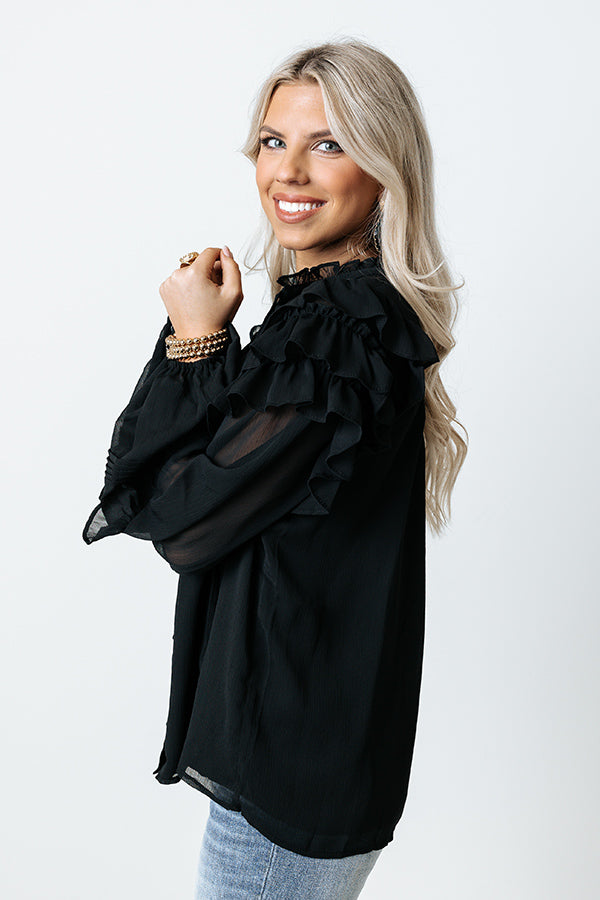 Flowing Champagne Chiffon Shift Top in Black Image - 4