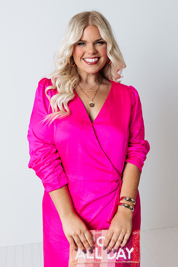 Always Memorable Satin Wrap Dress Curves Image - 3