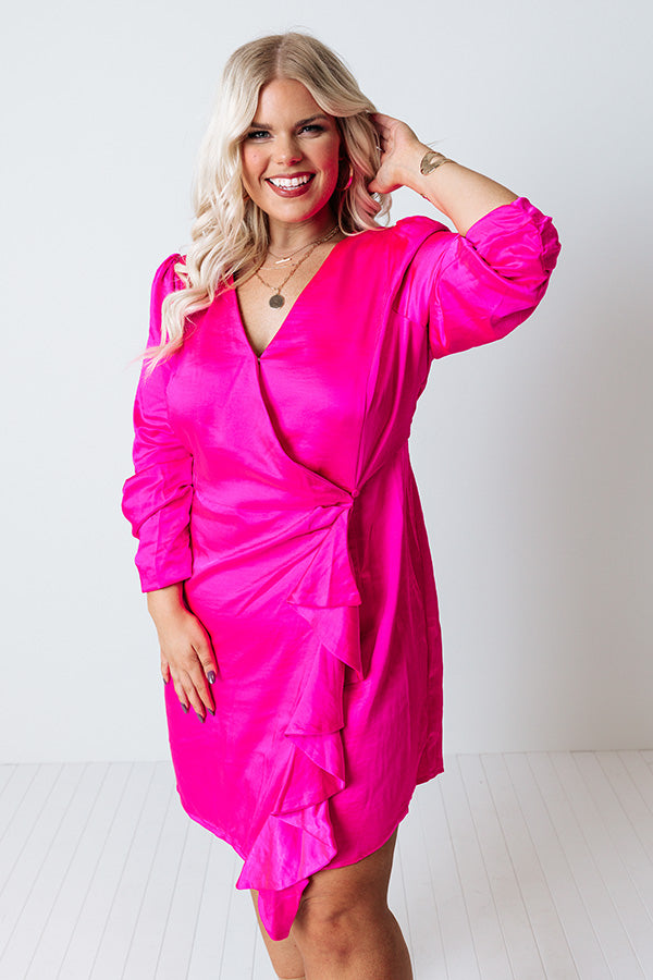 Always Memorable Satin Wrap Dress Curves Image - 2