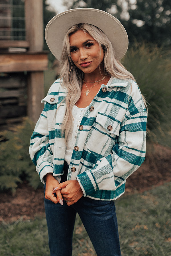 Easy Rider Plaid Jacket In Teal • Impressions Online Boutique