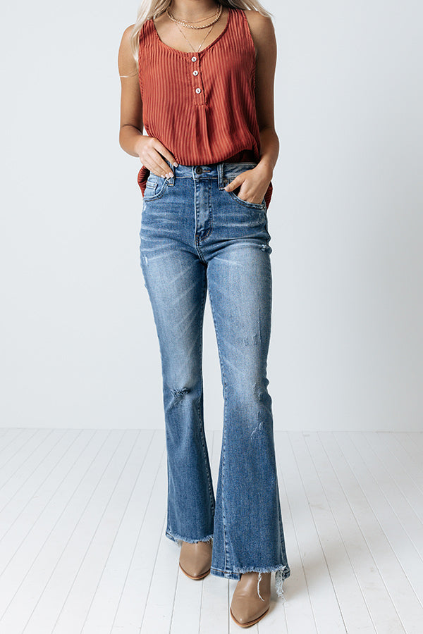 Risen The Nessa High Waist Flare in Medium Wash Image - 1