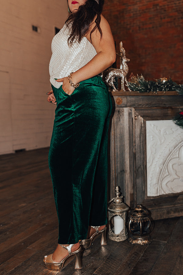 Fine And Divine Velvet Pants In Hunter Green Curves • Impressions Online  Boutique