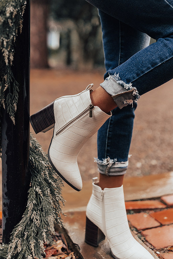 The Kentucky Faux Leather Bootie in Ivory Image - 2