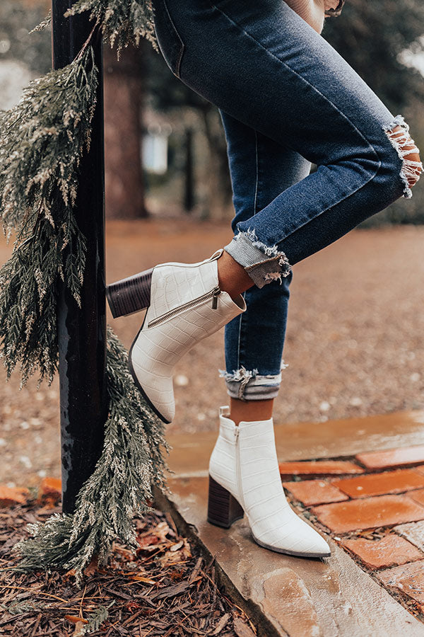 The Kentucky Faux Leather Bootie in Ivory Image - 1
