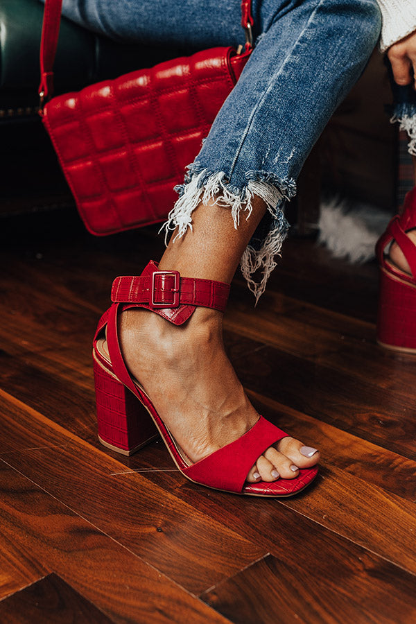 The Misti Faux Suede Heel In Red Image - 4