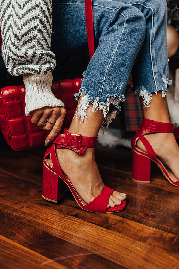 The Misti Faux Suede Heel In Red Image - 2