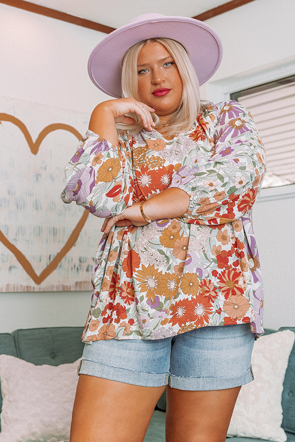 Feeling So Free Floral Shift Top In Lavender Curves Image - 3