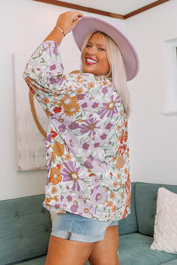 Feeling So Free Floral Shift Top In Lavender Curves Image - 5