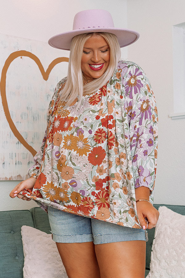 Feeling So Free Floral Shift Top In Lavender Curves Image - 4