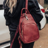 Travel Buddy Faux Leather Backpack In Wine Image - 1