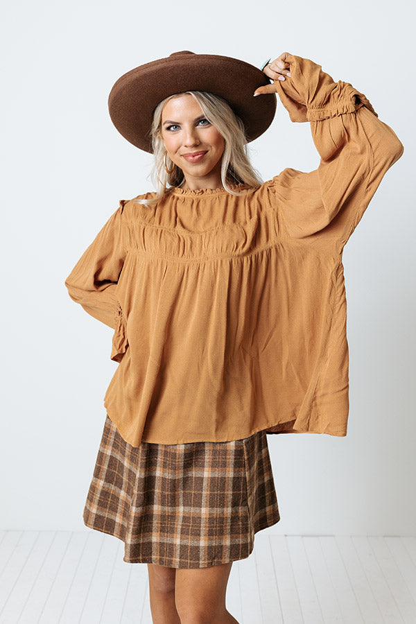 Stay The Course Shift Top In Camel Image - 2