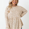 Amazing Ideas Floral Babydoll Top In Khaki Curves Image - 1
