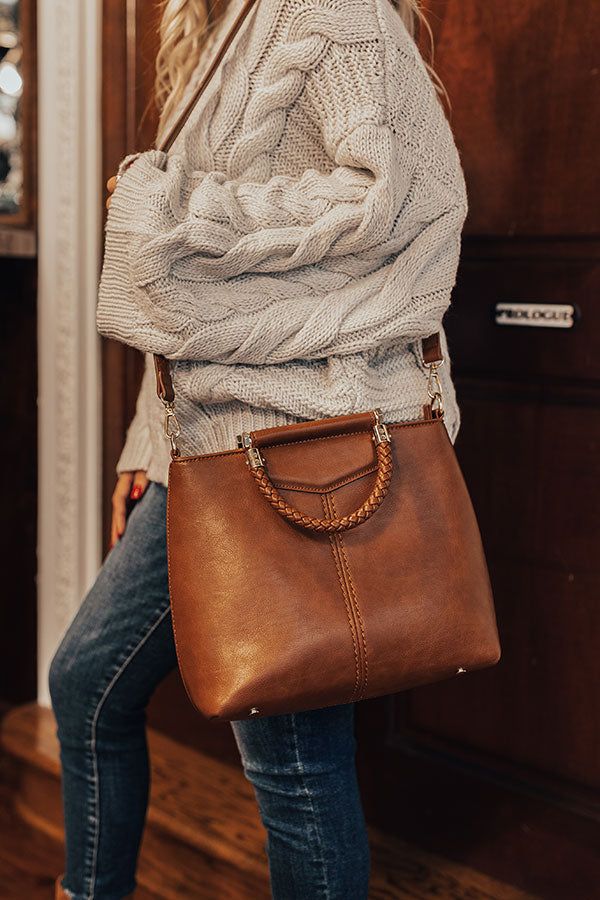Every Little Thing Faux Leather Tote In Camel Image - 2