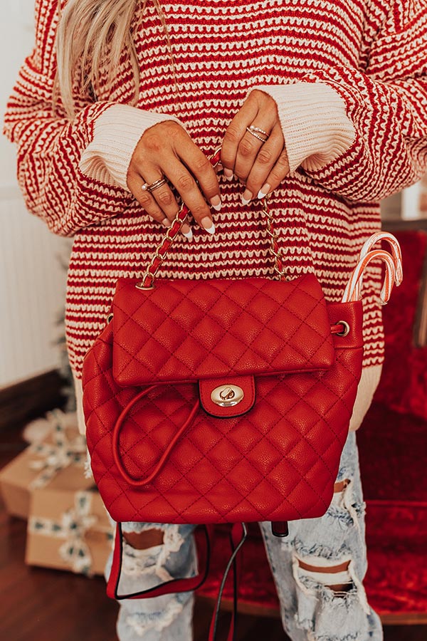 Looking At London Faux Leather Backpack In Red