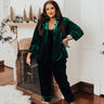 Midnight Dreams Velvet Joggers In Hunter Green Curves Image - 1