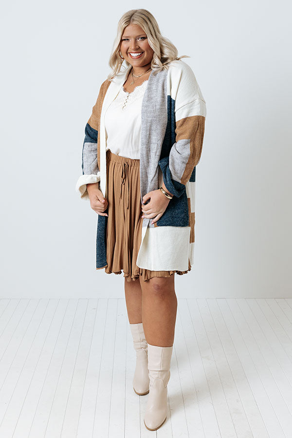 Cozy Cove Colorblock Cardigan In Camel Curves Image - 1