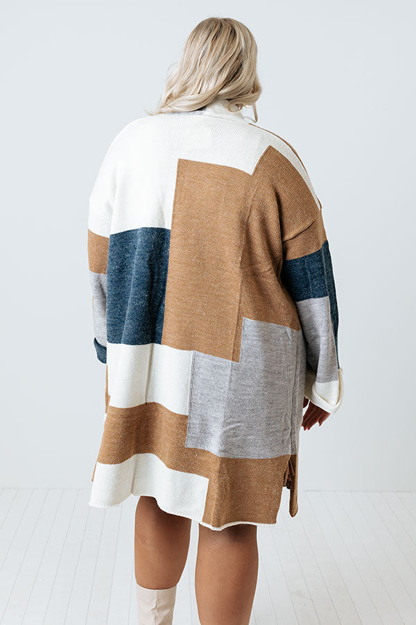 Cozy Cove Colorblock Cardigan In Camel Curves Image - 1