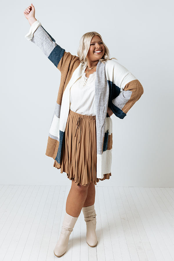 Cozy Cove Colorblock Cardigan In Camel Curves Image - 1