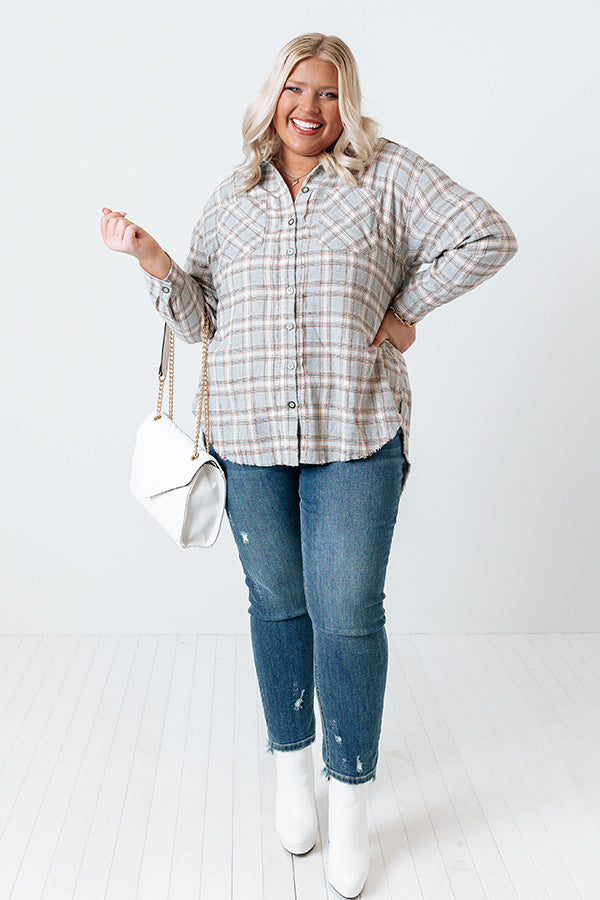 Show Your Heart Plaid Button Up Curves Image - 1